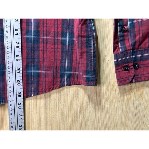 DOCKERS - Men's Long Sleeve Plaid Shirt - Burgundy - XXL - Picture 4 of 14
